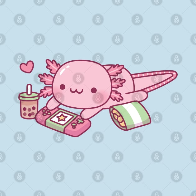 Cute Axolotl Relax Gamer by rustydoodle