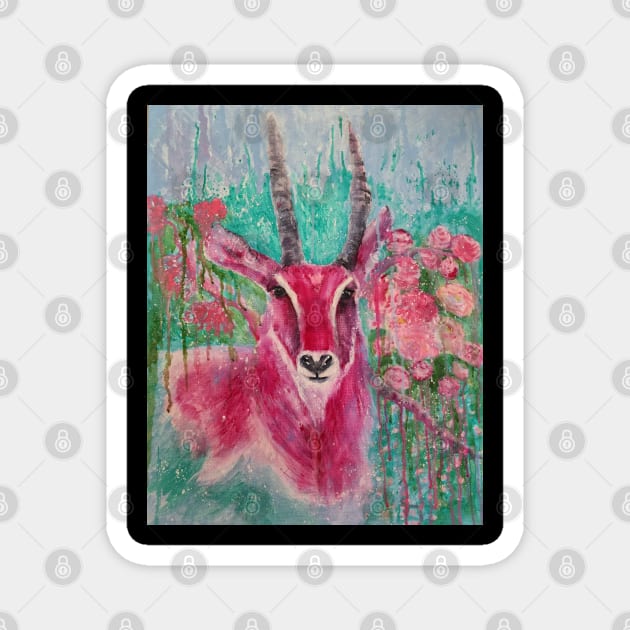 Pink Antelope Magnet by teenamarie23art