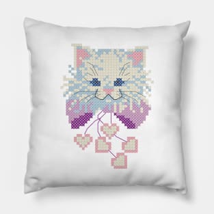 Pastel Cat Cross Stitch Pillow