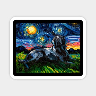 Laying Black Labrador Starry Night Magnet