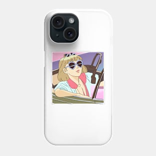 girl in convertible car with blue sunglasses Phone Case