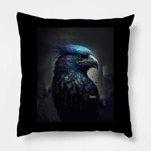 Dripping Raven Artwork Pillow by BoogieThreads