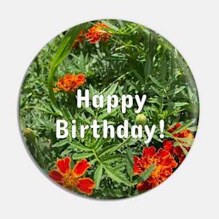 Happy Birthday (orange flowers) Pin