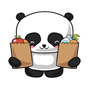 Kawaii panda doing groceries T-Shirt