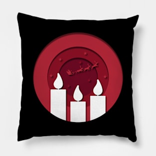 Candles Christmas papercut circle Pillow