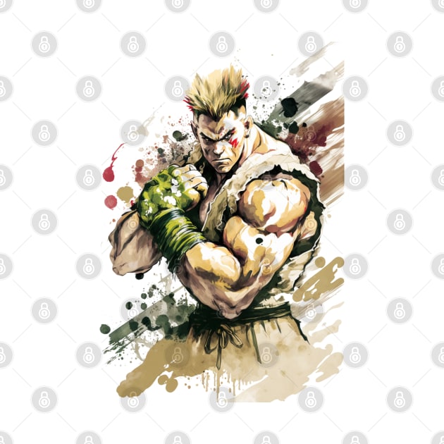 Guille from Street Fighter Watercolor Design - Original Artwork by Labidabop