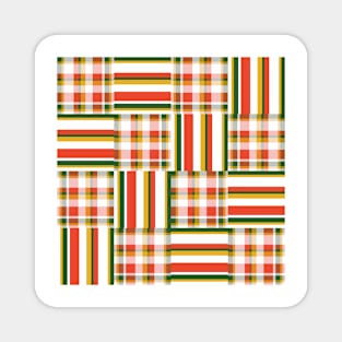 christmas Patchwork Stripes And Plaids Magnet