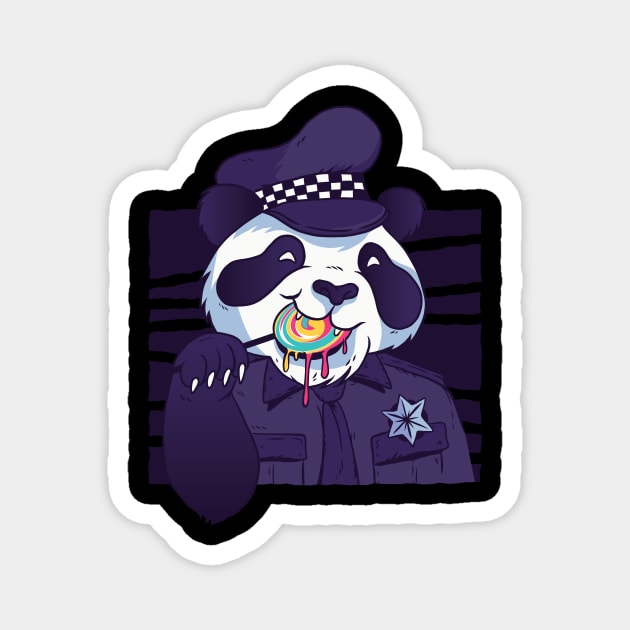 cute panda policeman cartoon gift Magnet by Midoart