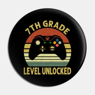 7th Grade Level Unlocked First Day of School Video Gamer Pin