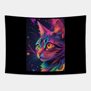 Colourful Curious Cat Tapestry