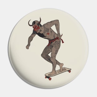 Japanese Skater [Ukiyo-e woodblock Print] Pin