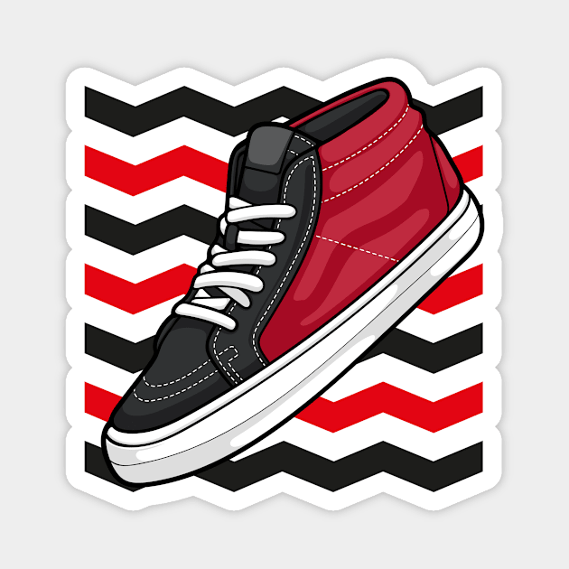 Skate Grosso Mid Black Red White Sneaker Magnet by milatees