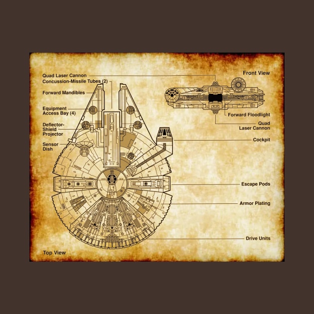 Handsome Smuggler's Ship Parchment Blueprint by Starbase79