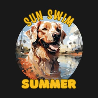 The Golden Retriever Dog's Vacation. Sun Swim Summer. T-Shirt