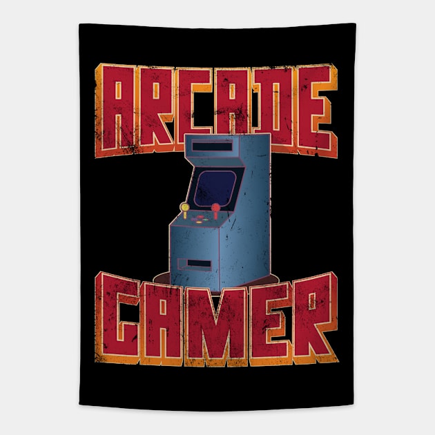 Retro 80s Arcade Gamer, Classic 8-bit Video Games Tapestry by emmjott