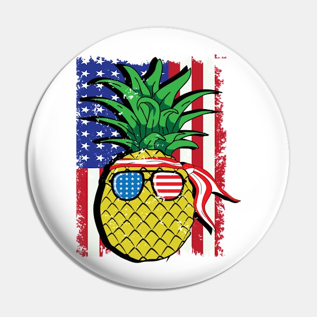 4th of July Pineapple American Flag Independence USA Patriotic Pin by starryskin