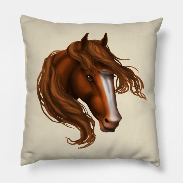 Horse Head - Sorrel Blaze Pillow by FalconArt