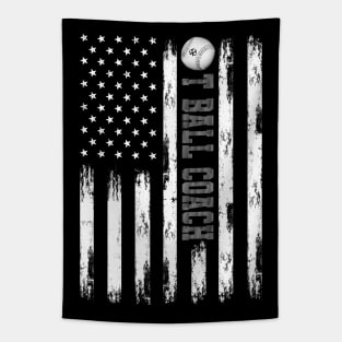 T-BALL COACH WHITE AMERICAN FLAG MONO Tapestry