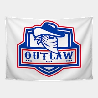 Outlaw Cowboy Mascot Shield Tapestry