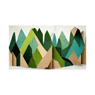 Green Mountaintops - Abstract Minimalism Papercraft Landscape T-Shirt