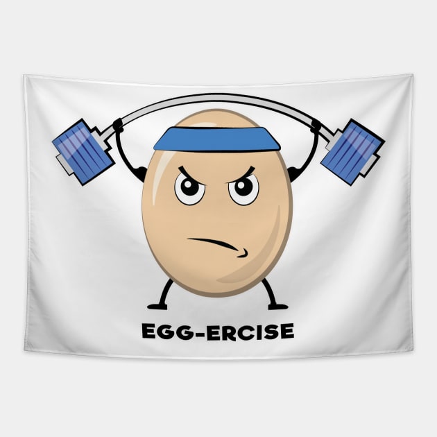 Egg-ercise - Funny Egg Pun Tapestry by DesignWood Atelier