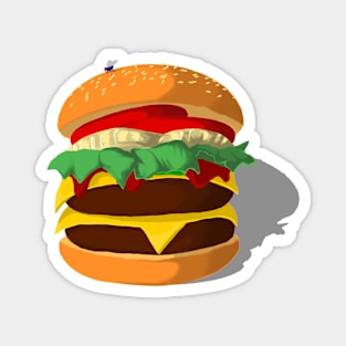 Fly On Double Cheeseburger Magnet