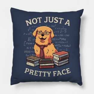 Not Just a Pretty Face // Golden Retriever, Smart Doggo, Scientist Pillow