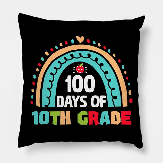 100th day Of School 10th grade Teacher Pillow by busines_night