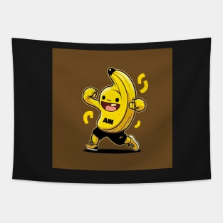 Funny Banana Workout Drawing Illustration Tapestry