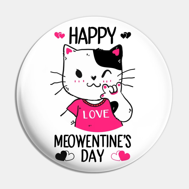 Cute Cat Valentines Day for Girls Kitty Quote Pin by DragonTees