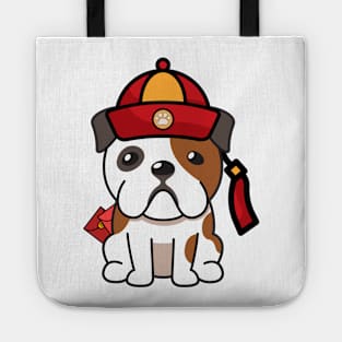 Cute English Bulldog Ready for lunar new year Tote