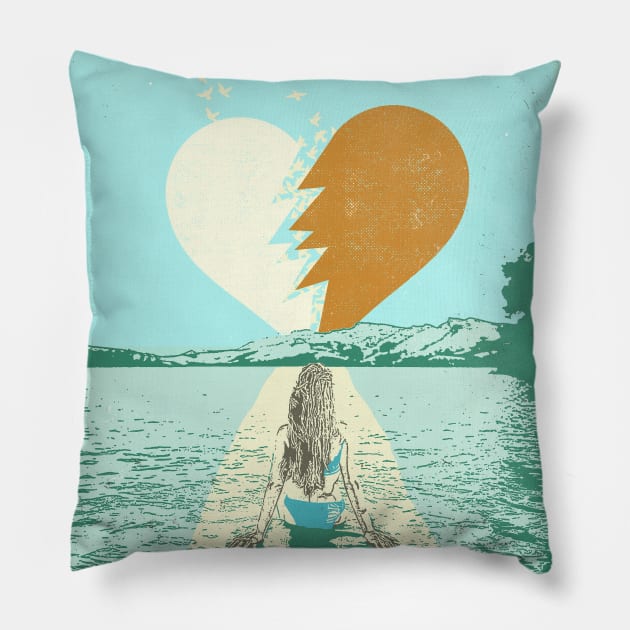 SUNSET LAKE Pillow by Showdeer