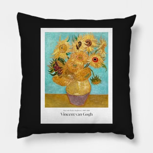 Vase with Twelve Sunflowers by van Gogh with text Pillow
