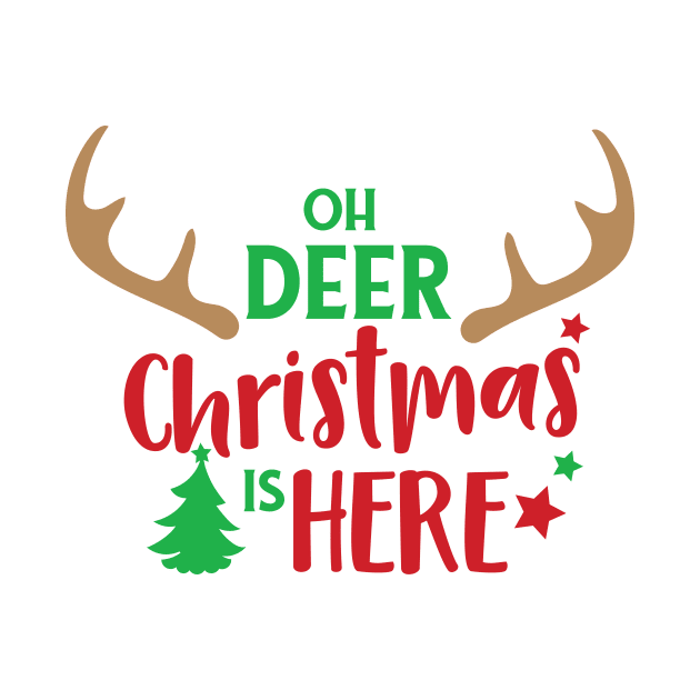 Oh Deer Christmas Is Here, Christmas Tree, Antlers by Jelena Dunčević