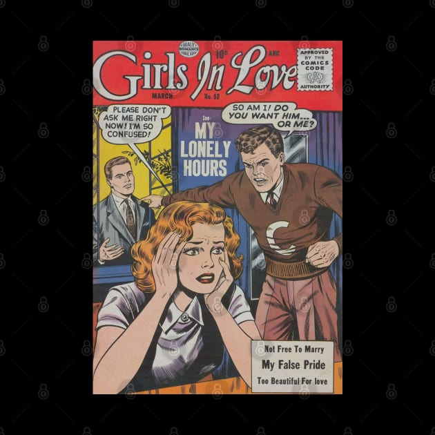 Vintage Romance Comic Book Cover - Girls In Love by Slightly Unhinged