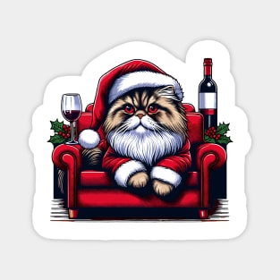 Persian Cat Wine Christmas Magnet