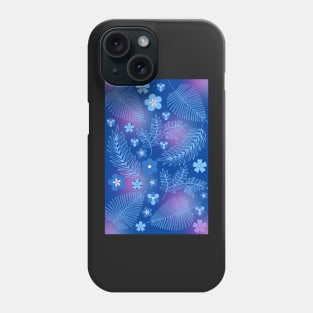 Light Blue leaves and flowers pattern Phone Case