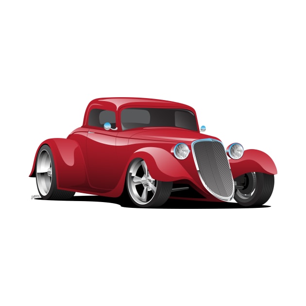 Custom American Red Hot Rod Car by hobrath