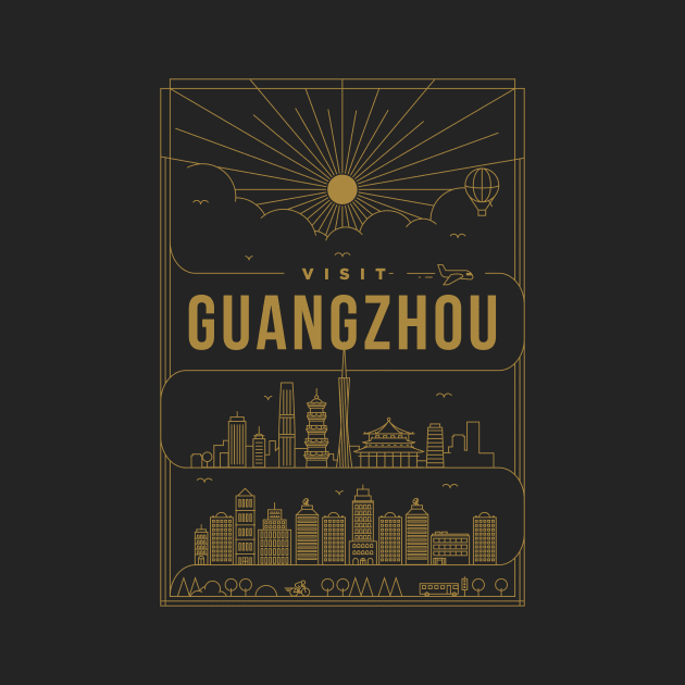 Guangzhou Minimal Lineal Poster by kursatunsal