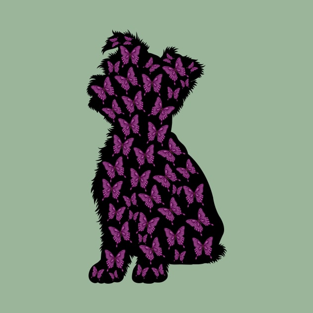 Yorkshire Terrier Dog Silhouette with Butterflies by Seasonal Dogs