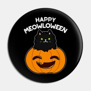 Meowloween Cute Halloween Cat Pumpkin Pun Pin