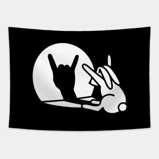 Funny rabbit shadow hand cartoon ROCK music METAL Tapestry