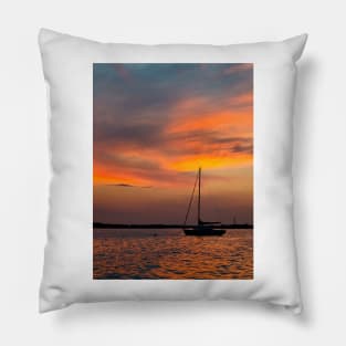 Orange Sunset Over the Toms River. Pillow