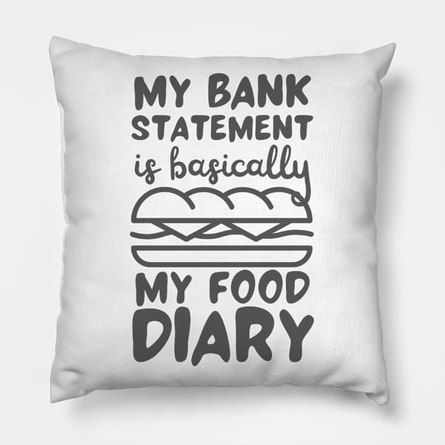 My Bank Statement Is Basically My Food Diary Sandwich Design Pillow by pingkangnade2@gmail.com