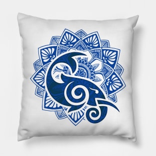 Half elephant half whale Mandala design Pillow