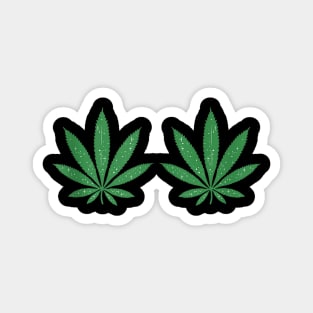 Weed Green Boobs Bra 420 Cannabis Leaves Stoner Girl Gift Magnet