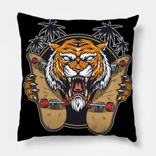 angry tiger face - tiger claw - wild animal Pillow