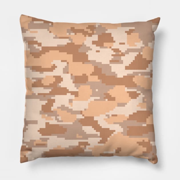 Light Brown Camo pattern digital Camouflage Pillow by Tshirtstory