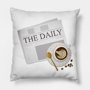 Morning Bliss: Newspaper & Coffee Delight Pillow