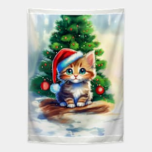 Christmas Kitten Tapestry